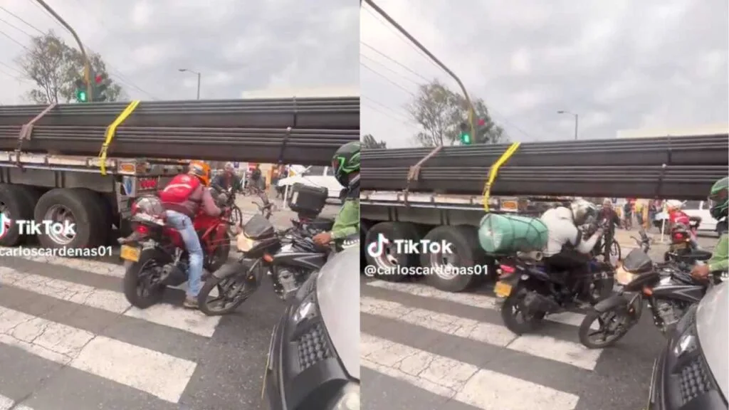 Imprudencia al Volante: Motociclistas en Bogotá Arriesgan sus Vidas al Pasar Bajo un Trailer